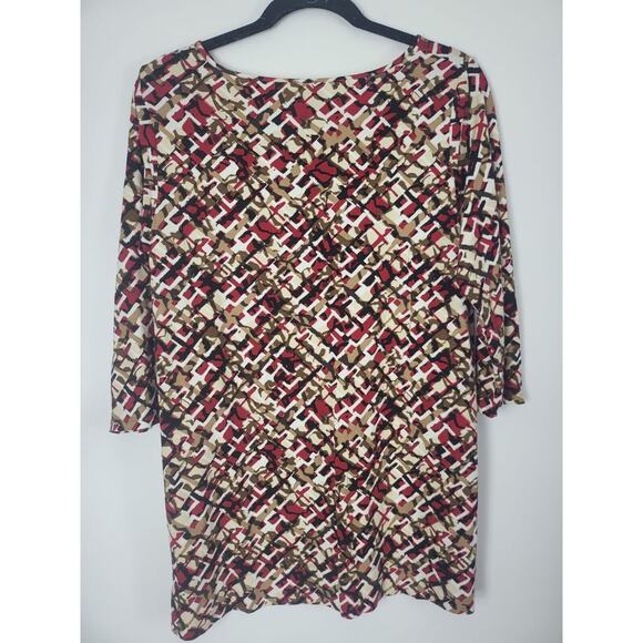 J.Jill Wherever Collection Top M Petite Womens 3/4 Sleeve Multicolor Geometric - Picture 8 of 10